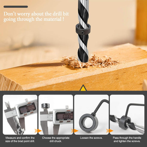 23 Pcs Wood Drill Bit Set with Dowel Pins Center Point and Stopper, Woodworking Brad Point Bit Set Plugs Drill Hole Tool Perfect for Woodworking C...