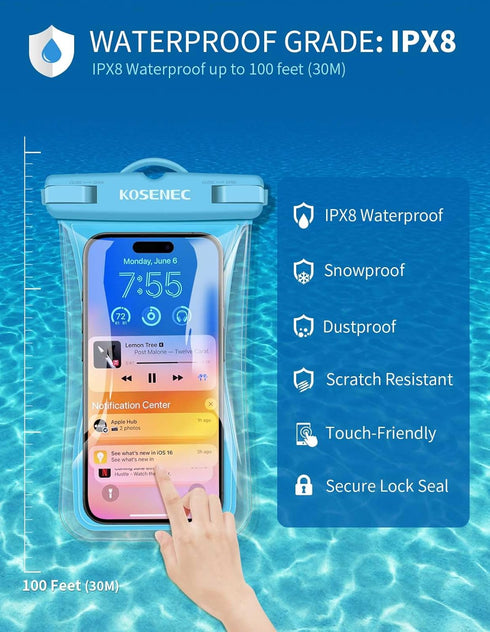 Waterproof Phone Pouch Floating, Waterproof Phone Case with Lanyard for iPhone 15 14 13 12 Pro Max XS Samsung, IPX8 Cellphone Dry Bag Beach Kayak ...