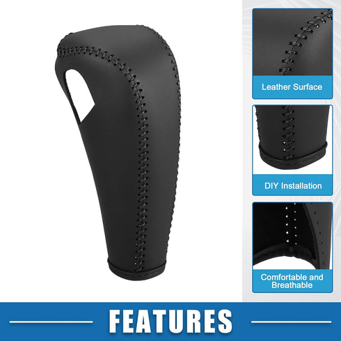 Car Shift Boot Cover Gear Knob Shifter Boot for Chevy Sonic 2012-2020 Faux Leather Black Black Stitches...