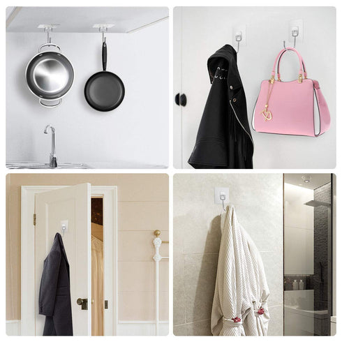 FACURY Large Adhesive Hooks 22Ib(Max), Waterproof and Rustproof Wall Hooks for Hanging Heavy Duty, Stainless Steel Towel and Coats Hooks to use In...