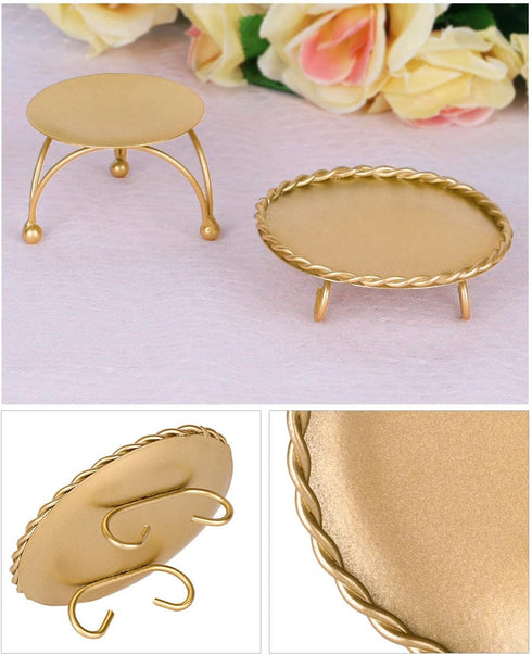 dedoot Candle Holder, Gold Candle Holders Set of 2 Decorative Handmade Iron Pillar Plate Candle Holder Centerpiece Fit LED & Wax Candles, Pedestal...