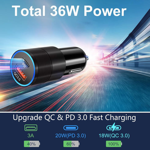 USB C Car Charger 5 Pack, Bangfun 36W Dual 12V USB C & USB A Car Charger Adapter QC+PD 3.0 Fast Charging Cigarette Lighter for iPhone 15 14 13 12 ...