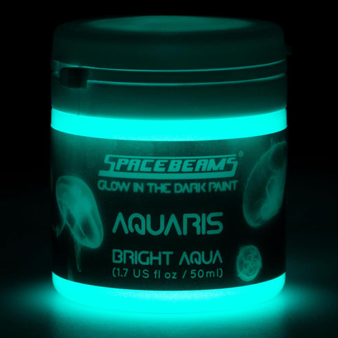 SpaceBeams Aquaris Glow in the Dark Paint (1.7 Fl Oz) Bright Aqua Glow (Light Blue/Turquoise), Non-Toxic, Water Based...