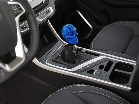 Abfer Car Gear Shifter Knob Skull Car Accessories Stick Shift Knobs with Black Pattern Fit Most Manual Automatic Vehicle (Blue)...
