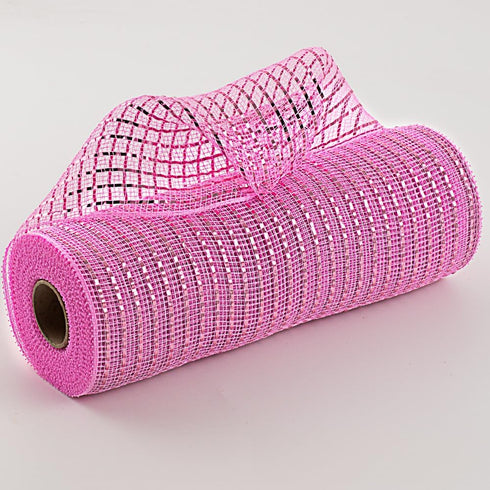 Craig Bachman 10" Poly Deco Mesh: Wide Foil Metallic Pink (10 Yards) Fabric Mesh Ribbon, Crafting, Wreath, Baby Shower, Mesh with Foil Ribbon...