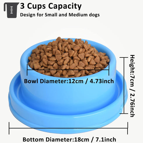 2pcs Dog Bowls Pet Cat Puppy Food Bowls Plastic Round No Spill Water Food Feeder Dish Colorful Feeding Eating Bowls...