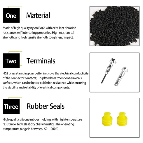 MUYI 5 Ktis 16AWG Waterproof Electrical Connectors Kit 1.5mm Series Terminal and Rubber Seal with 10cm Wire Weatherpack Connectors (1 Pin)...