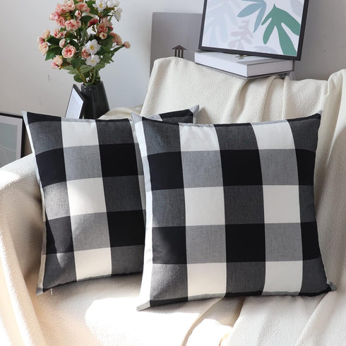 Buffalo Check Plaid Pillow Covers Farmhouse 16 x 16 Throw Pillow Covers Decorative Outdoor Throw Pillows for Couch Sofa Bed Christmas Home Decor P...