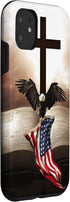 iPhone 11 Pretty Christian Cross Bible A Bald Eagle Grip American Flag Case...