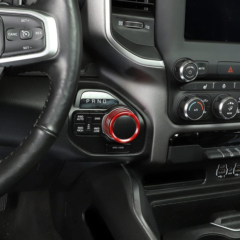 JWWY Gear Shift Shifter Switch Knob Cover Gear Selector Transmission Gearstick Gear Lever Knob Trim for Dodge 2018-2024+ 1500 RAM Special Editions...