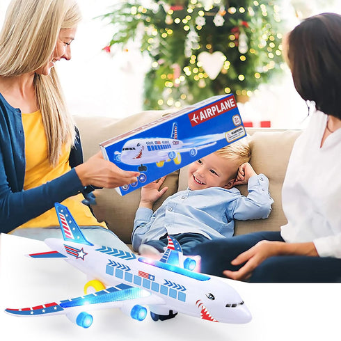 Airplane Toys for Toddlers, Musical Plane Toy for Toddlers, Bump & Go Action Airplanes Toy with Flashing Lights & Sounds, Christmas Birthday Gift ...