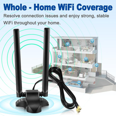 Eightwood PC WiFi Antenna Dual Band 2.4GHz 5GHz RP-SMA WiFi Antennae with 6.5 Feet Extension Cable for PC Desktop Computer PCI PCIe WiFi Bluetooth...