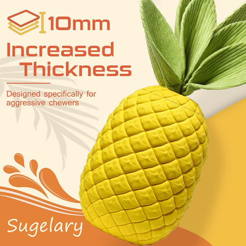 Sugelary Squeaky Dog Toys for Aggressive Chewer Large Medium Breed Dog, Indestructible Tough Dog Chew Toys with Natural Rubber (Pineapple)...