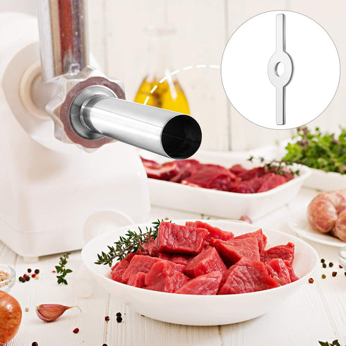 Mudder 4 Pieces Sausage Stuffer Kit 3 Different Sizes Stainless Steel Grinder Tubes with Sausage Stuffer Ring for Size 5 Meat Grinder Food Maker K...