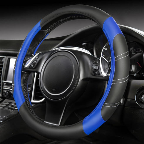 CAR PASS Line Rider Microfiber Leather Sporty Steering Wheel Cover Universal Fits for 95% Truck,SUV,Cars,14.5-15inch Anti-Slip Safety Comfortable ...