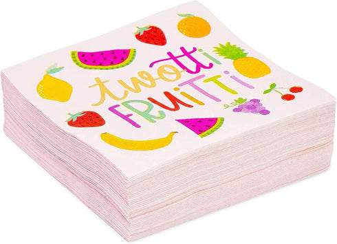 Sparkle and Bash Twotti Fruity Birthday Decorations Paper Cocktail Napkins, 50-Pack - 5 x 5 in Folded, Pink 2-Ply - Absorbent Napkins...