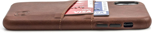 Dockem Wallet Case for iPhone X/XS: Built-in Metal Plate for Magnetic Mounting & 2 Credit Card Holders, (5.8" Exec M2, Synthetic Leather, Brown)...