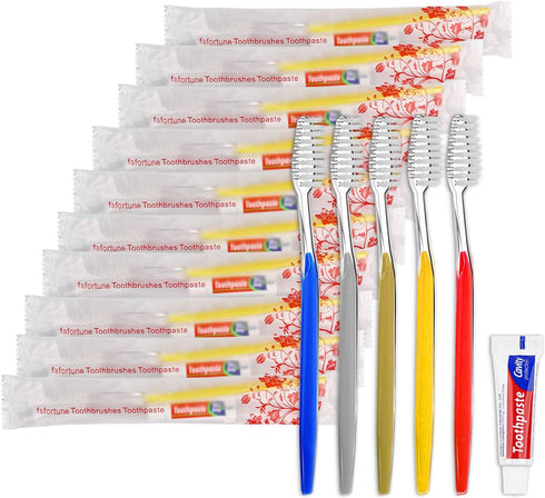 20pcs Disposable Toothbrushes with Toothpaste (5 Colors)...
