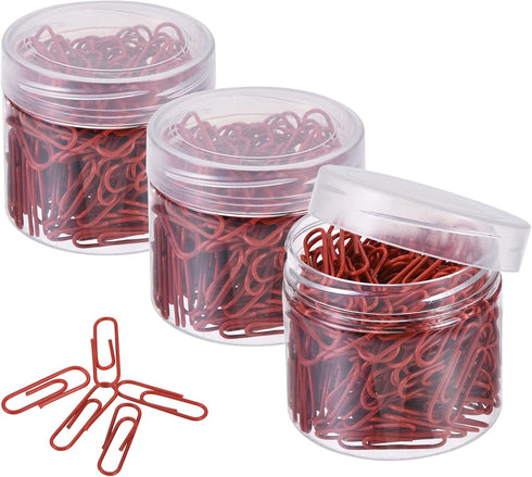 MECCANIXITY Paper Clips Small Size 1.1 Inch Vinyl Coated to Prevent Tearing Pages with Box for Organize Office Home Red Count 600...