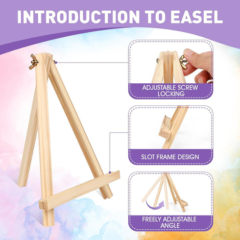 AROIC 26 PCS Professional Painting Set with Easels, 2 Wood Easels,20 Brushes with Nylon Brush Head,2 Drawing Boardart and 2 Palette, Painting Supp...