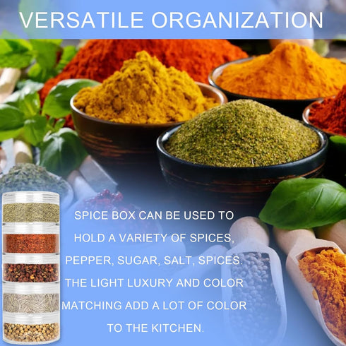 2 Sets 5 Layers Clear Plastic Portable Spice Jars, Spice Salt and Pepper Set for Outdoor Cooking, Car Camping, Traveling, Barbecuing,Stackable Sto...