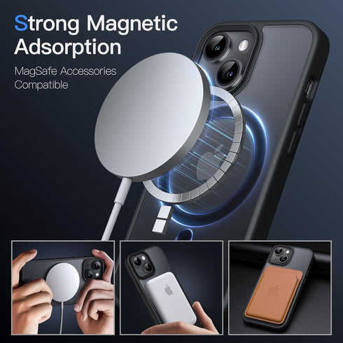 JETech Magnetic Case for iPhone 13 Mini 5.4-Inch Compatible with MagSafe, Translucent Matte Back Slim Shockproof Phone Cover (Black)...