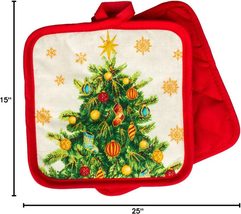 Christmas Tree Design 5 Pc Christmas Kitchen Linen Set...