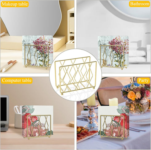 Napkin Holder for Table, Modern Metal Napkin Holders for Paper Napkins & Kitchen Dining Farmhouse & Countertops, Cocktail Upright Napkin Holder Di...