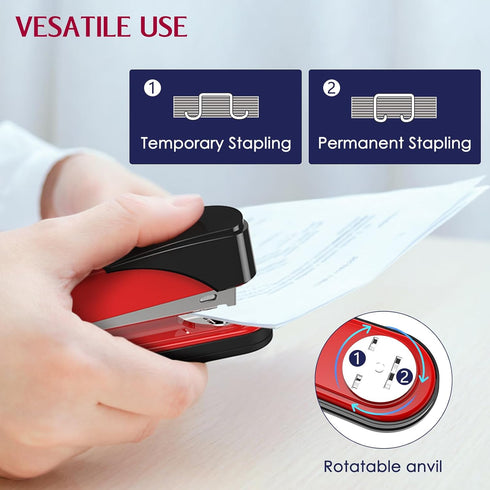 Metal Stapler Heavy Duty 50 Sheet Capacity with 1750 Staples and Staple Remover, Red Stapler Full Strip Staplers for Desk, No Jam, Non-slip Office...