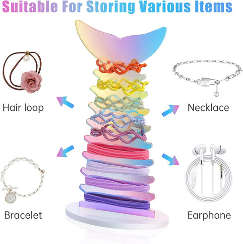 NiHome 2 Pack Iridescent Acrylic Mermaid Tail Scrunchie Holder, Scrunchie Holder Stand, Scrunchie Organizer for Headbands, Hair Ties and Bracelets...