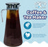 Coffee & Tea Maker - 2 Quart Premium Cold Brew Pitcher - Stainless Steel Infuser with Double Wall Micro Mesh Inner Core - Ultimate Iced Coffee & T...