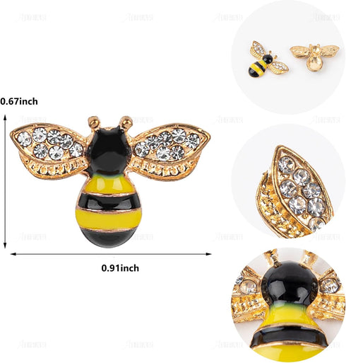 AUEAR, Alloy Bee Charm Pendants Rhinestone Enamel for DIY Craft Wedding Decoration Jewelry Making Necklace Bracelet (Style A, 20 Pack)...