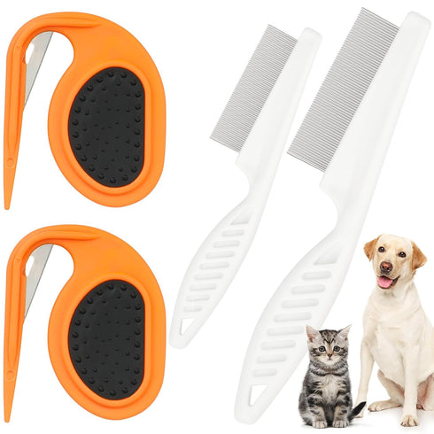 2Pcs Pet Knotting Comb for Cats - Knotting Comb Pet Grooming Tool for Dogs Cat Knot Remover Tangled and Loose Hair with 2 Pcs Pet Hair Comb Tear S...