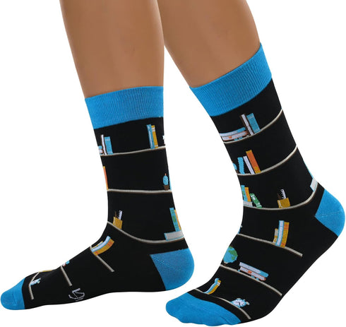 P Women's Funny Crazy Book Lovers Gifts Readers Nerd Reading Students Socks, Reading Gifts for Women Men Boy Girl, Medium...