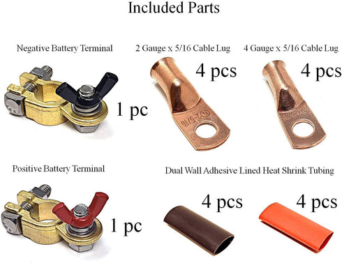 WindyNation Marine Grade Battery Terminal Top Post Kit for RV, Trucks, Boats, Cars, Campers, Golf Carts (Military Spec. B-12128C)...
