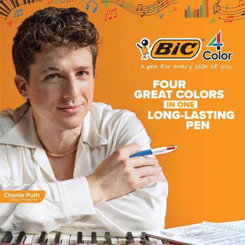 BIC 4-Color Smooth Retractable Ballpoint Pens, Medium Point (1.0mm), 12-Count Pack, Colored Pens with Long-Lasting Ink, Perfect Teacher Appreciati...