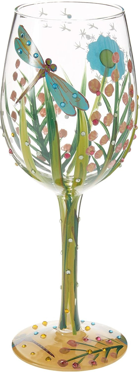 Lolita Dragonfly Summer Artisan Painted Wine Glass Gift, 440 ml...