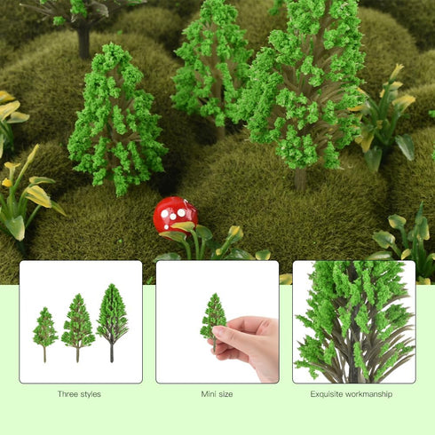 Mini Model Miniature Trees Mixed Train Scenery Architecture Trees Fake Trees for DIY Crafts Building Model Scenery Landscape Green 1.2-3.9 inch 30...
