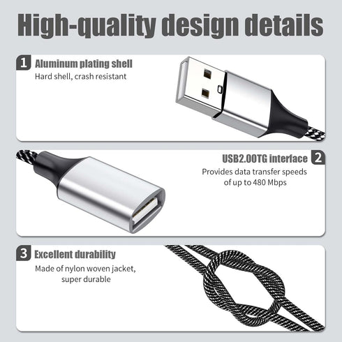 USB A Splitter, USB A Male to 2 Female USB Y Splitter, USB Splitter 1 in 2 Out Support Charging and Data Transfer for Printer/USB Keyboard/Flash D...
