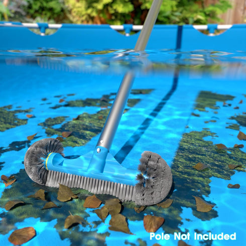 12.5'' Round End Pool Brush Head Cleaning Pool Wall & Tiles & Steps Sturdy Nylon Bristles, Pool Scrub Brushes,for Inground/above Ground Swimming P...