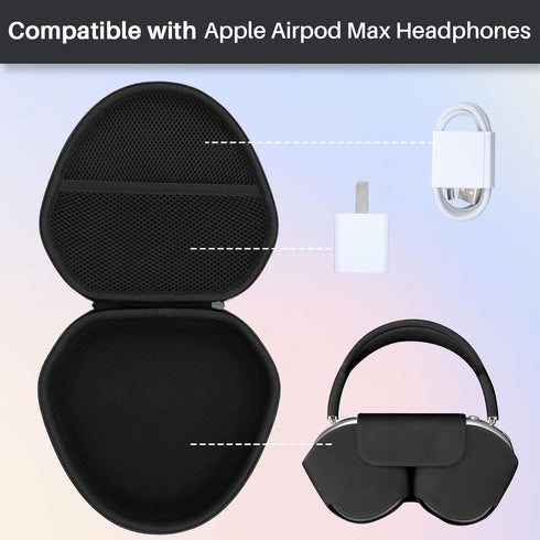 Hard Case Compatible with Apple AirPods Max Wireless Over-Ear Headphones (Black Case)...