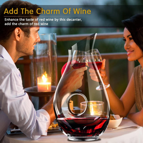 Hollow Circle Wine Decanter - Decant with Elegance, 1500 ml lead-Free Crystal Clear Glass Red Wine Decanter Juice Container Wine Decanters and Car...