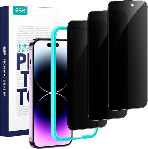 ESR 3 Pack for iPhone 14 Pro Privacy Screen Protector, Anti-spy Tempered-Glass Privacy Screen Protector, Micro-curved Edges, Case Friendly......