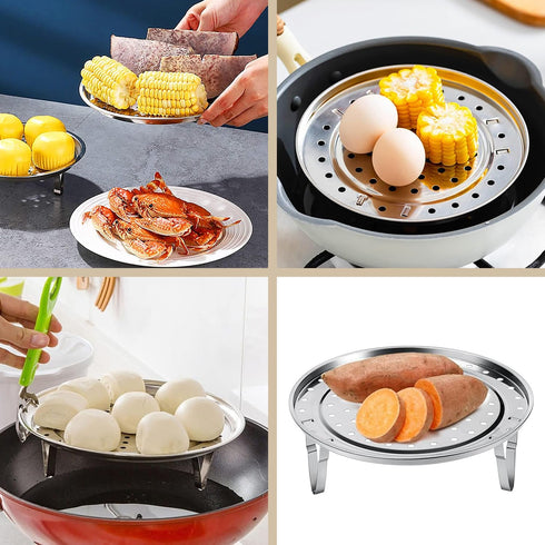 Steamer Rack for Cooking,18/8 Stainless Steel Steaming Rack,8.5 Inch Steam Tray with Removable Legs for Steamer Cookware Baking Instant Pressure C...