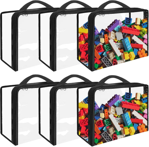 6 Pack Extra Large Toy Storage Bags PVC Organizing Bags with Zippered, Toy Storage Organizer with Portable Handheld?Waterproof Toy Bags for Board ...