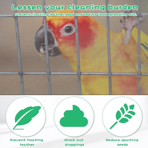 Bird Cage Seed Catcher, Universal Adjustable Birdcage Cover Skirt Bird Cage Net Cover Nylon Guard Net Cover for Parrot Parakeet Macaw Round Square...