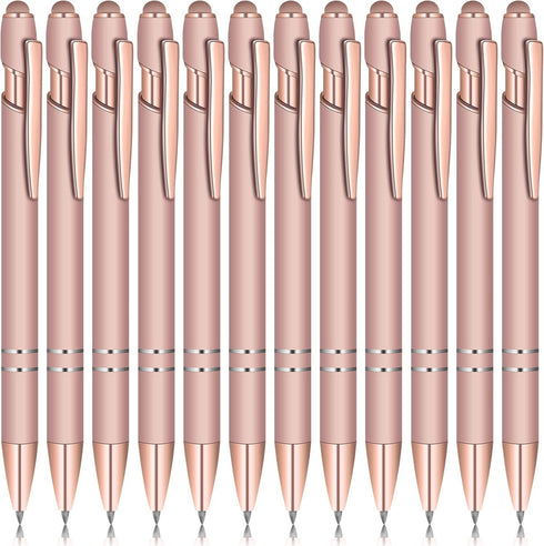12 Pcs Ballpoint Pen with Stylus Tip,2 in 1 Stylus Ballpoint Pen,Metal Stylus Pen,Rubberized Soft Touch Ballpoint Pen for Touch Screens Tablet,Bla...