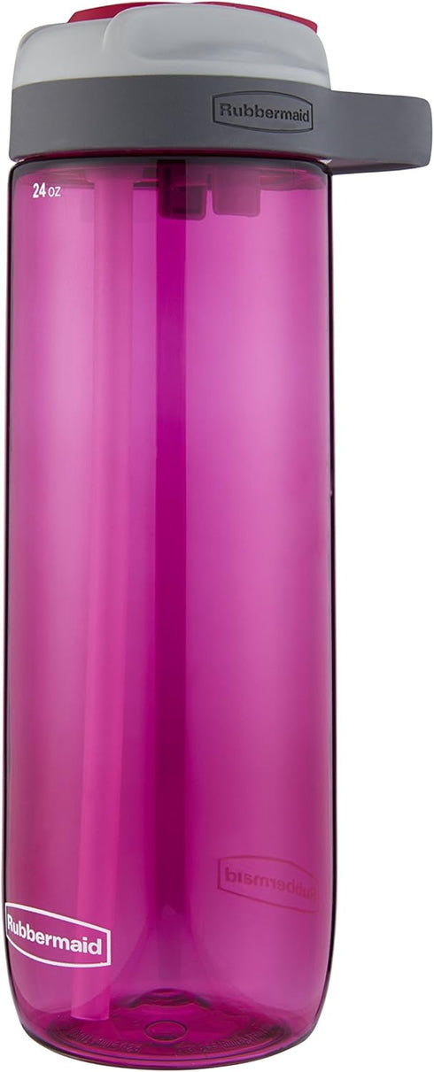 Rubbermaid Leak-Proof Sip Water Bottle, 24 oz, Tart Pink...