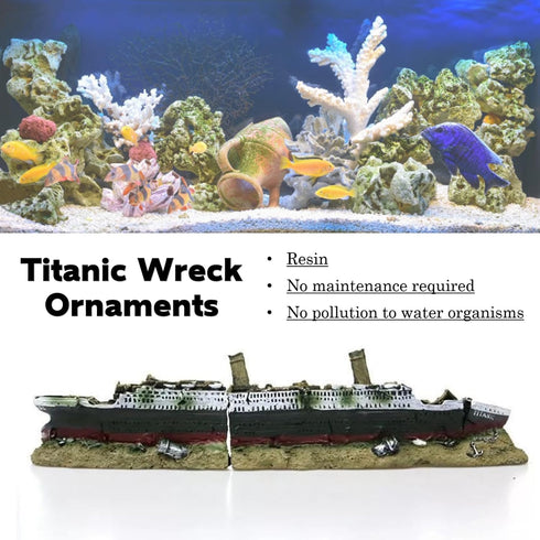 Resin Wreck Ornaments, Titanic Lost Wrecked Boat Ship Aquarium Decoration Ornament Wreck Ornaments...