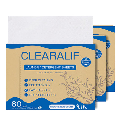 Laundry Detergent Sheets 3 Pack Up to 180 Loads, Fresh Linen - Great For Travel, Apartments, Dorms, No Plastic, Sustainable, Biodegradable-New Liq...